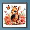 Girafe Et Fleurs-Perçage Rond Peinture Diamant-30*30CM