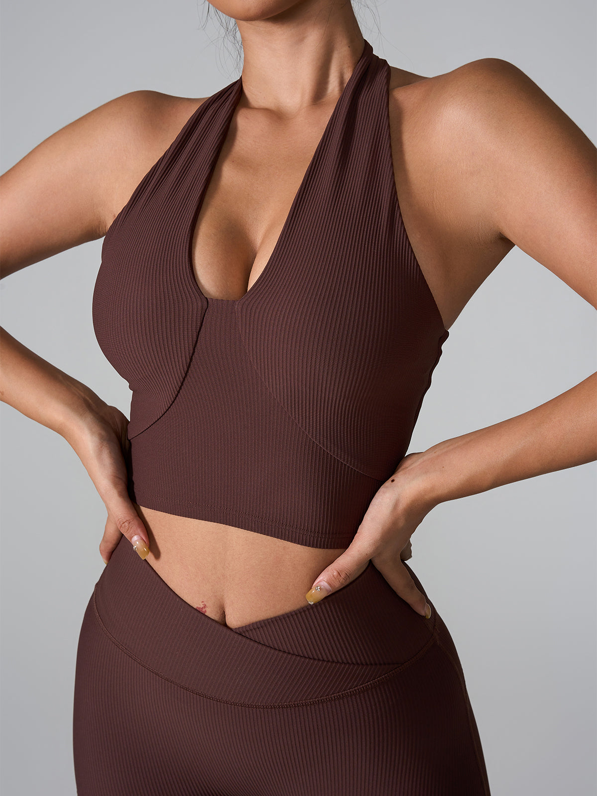 Seamless Ribbed Halter Neck Top