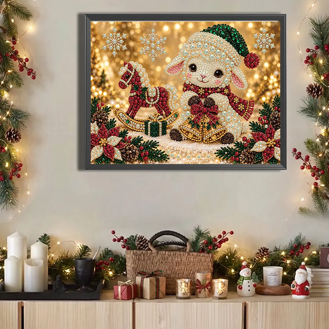 Pearl Painting Kit for Adults Christmas Lamb 15.75x11.81in
