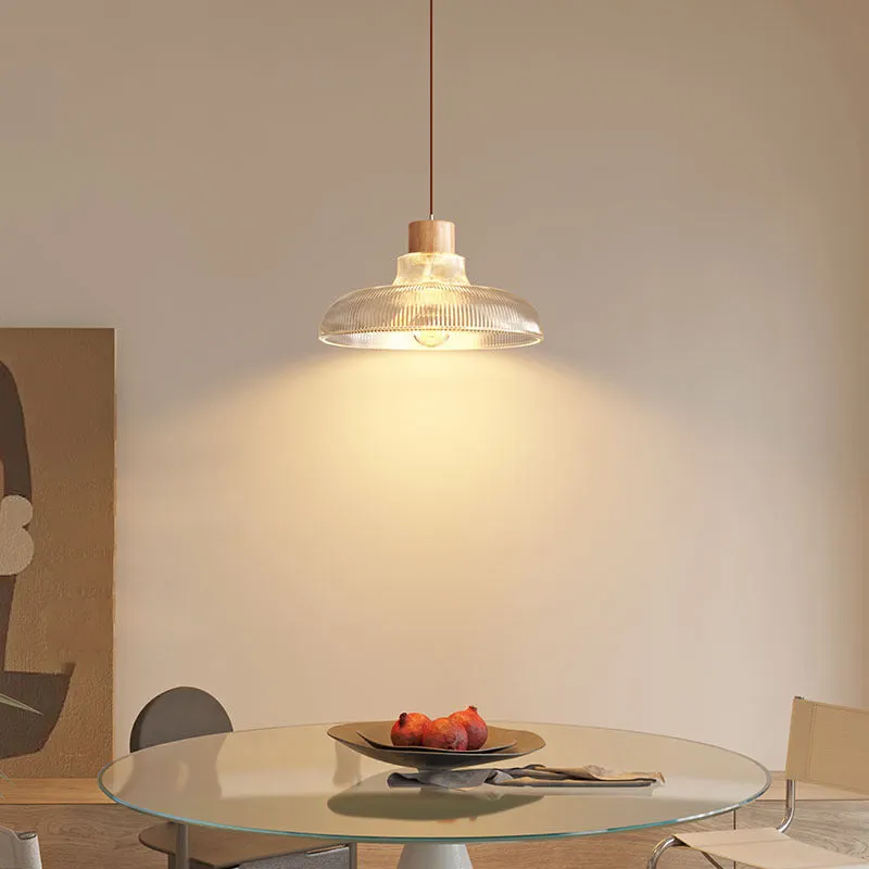 One Lamp Retro Wood & Glass 1-Light Pendant Lamp | Modern Living Room Lighting