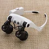 LED Light Magnifier Glasses Portable 10X/15X/20X/25X Lens Loupe Eyewears