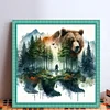 Watercolor Forest Bear-11CT Stamped Cross Stitch 50*50cm/19.69*19.69in