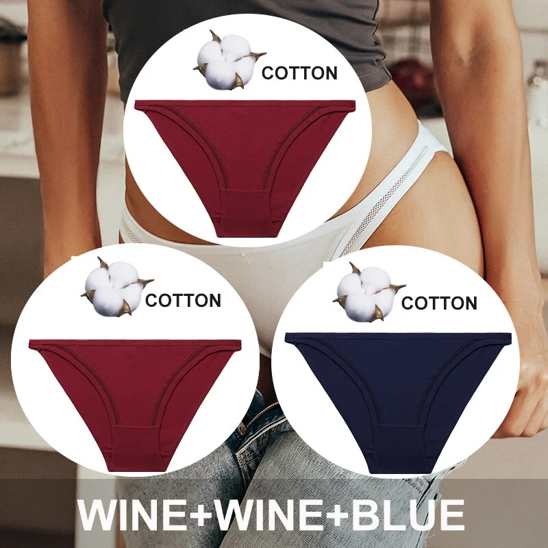 FINETOO 3PCS/Set Women Cotton Panties Sexy Lingerie Plus Size Underwear Low-Waist Briefs Female M-2XL Woman Hollow Out Pantys