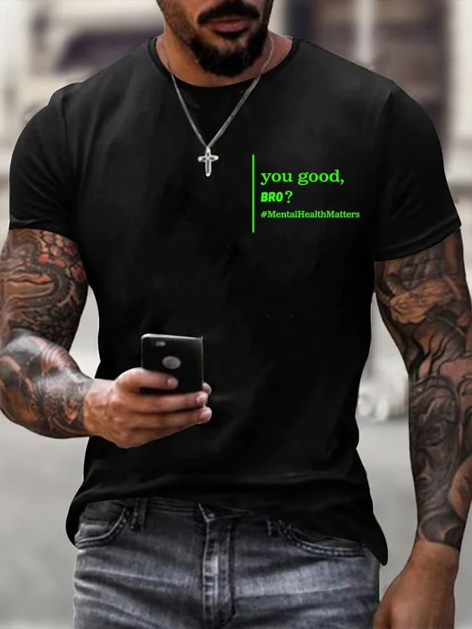 Men'S Mental Health Print Casual T-Shirt socialshop