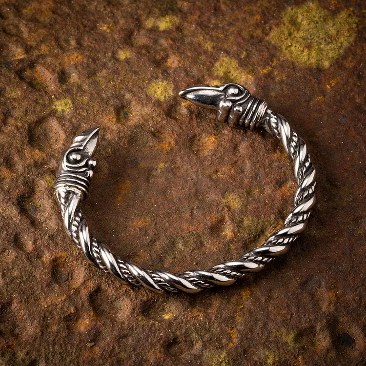 Coutureaura Beaded Spiral Raven Head Jormungandr Bracelet