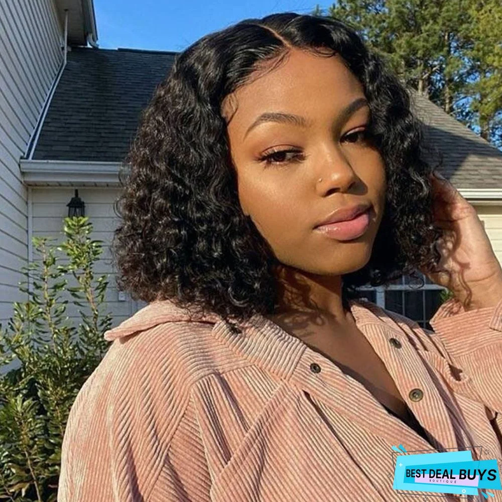 Women's Black Short Curly Hair Wig Full Headgear Chemical Fiber Silk