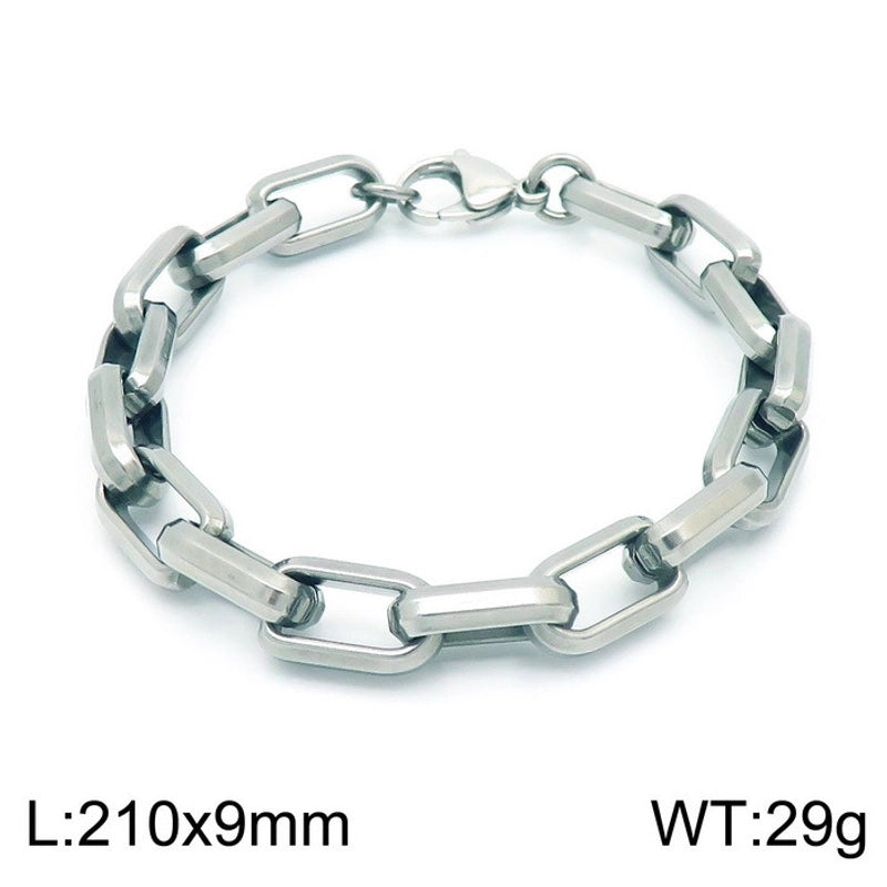 Jewelry Vintage Style Punk Geometric Titanium Steel 18K Gold Plated Bracelets Necklace