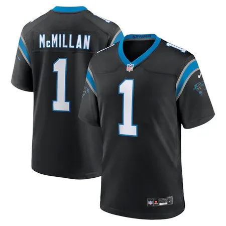 Men's Carolina Panthers #1 Tetairoa McMillan  Black 2025 NFL Draft First Round Pick Game Jersey