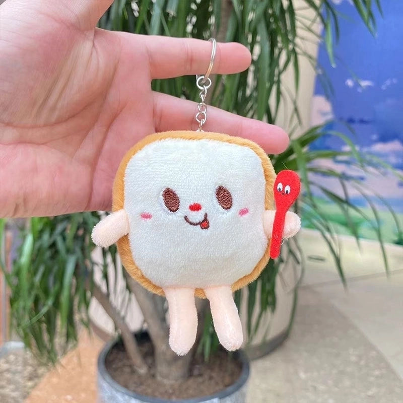 3 Pieces Cute Novelty Toast Hamburger Hot Dog Pp Cotton Plush Unisex Bag Pendant Keychain