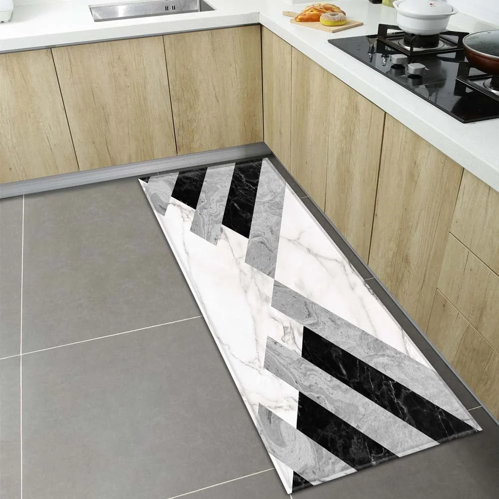 Modern Kitchen Mat Home Entrance Doormat Hallway Bathroom Anti-Slip Long Rug Bedroom Living Room Balcony Floor Decoration Carpet