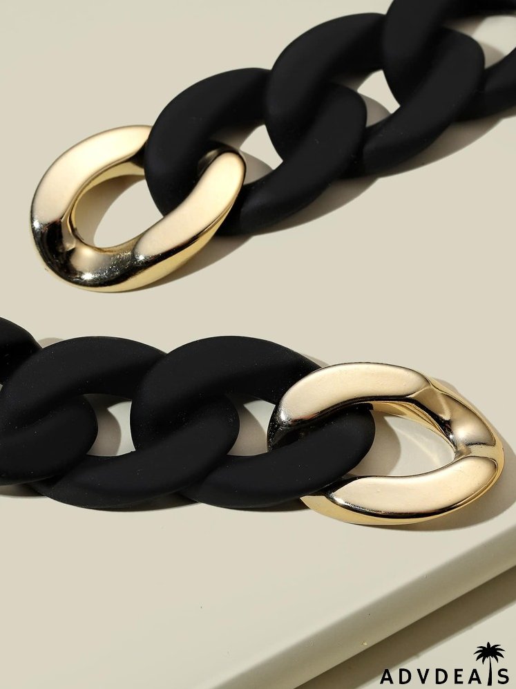 Color Block Chain Drop Earrings