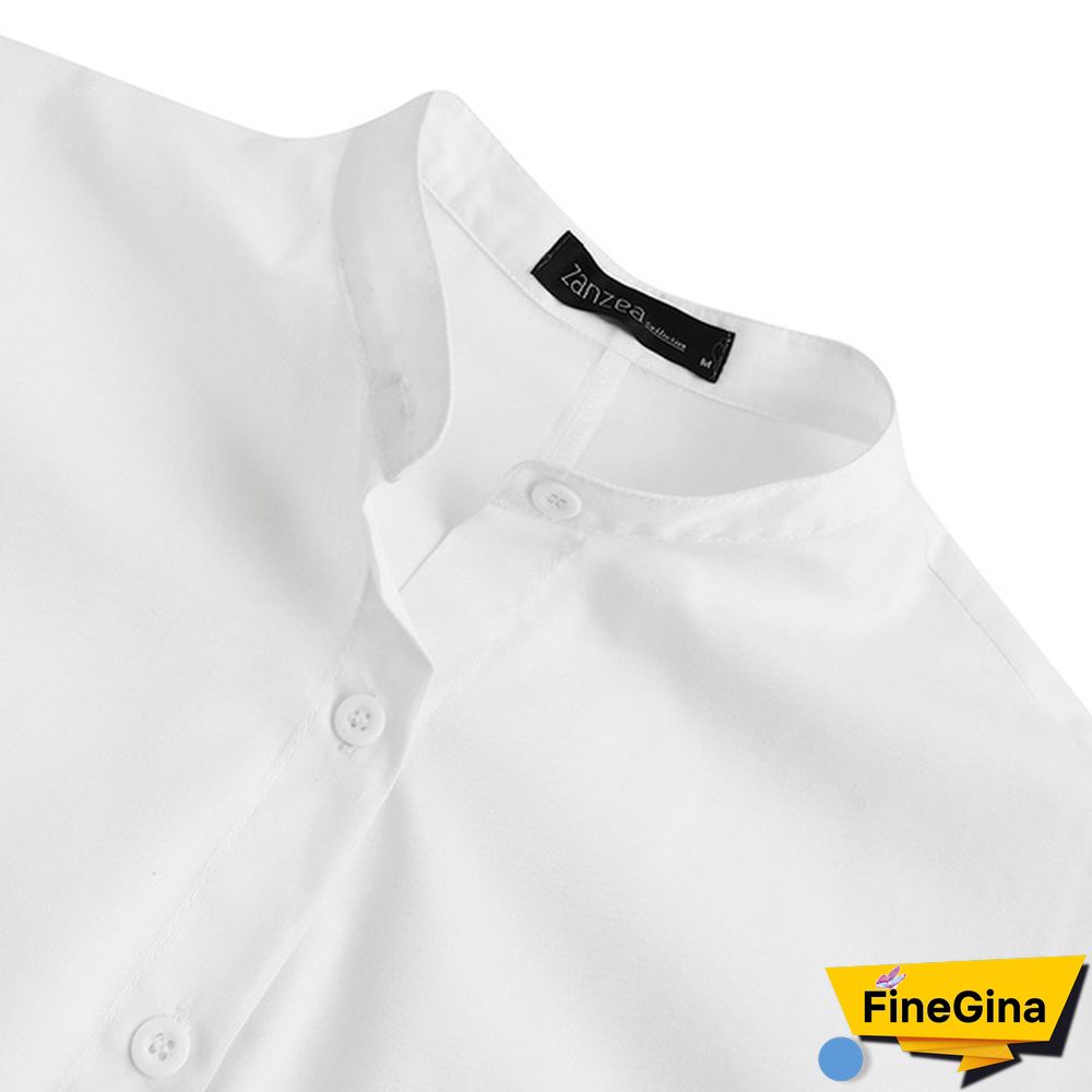 zanzea Womens Long Sleeve O Neck Lace Patchwork Shirt Casual Loose Top Blouse Dress