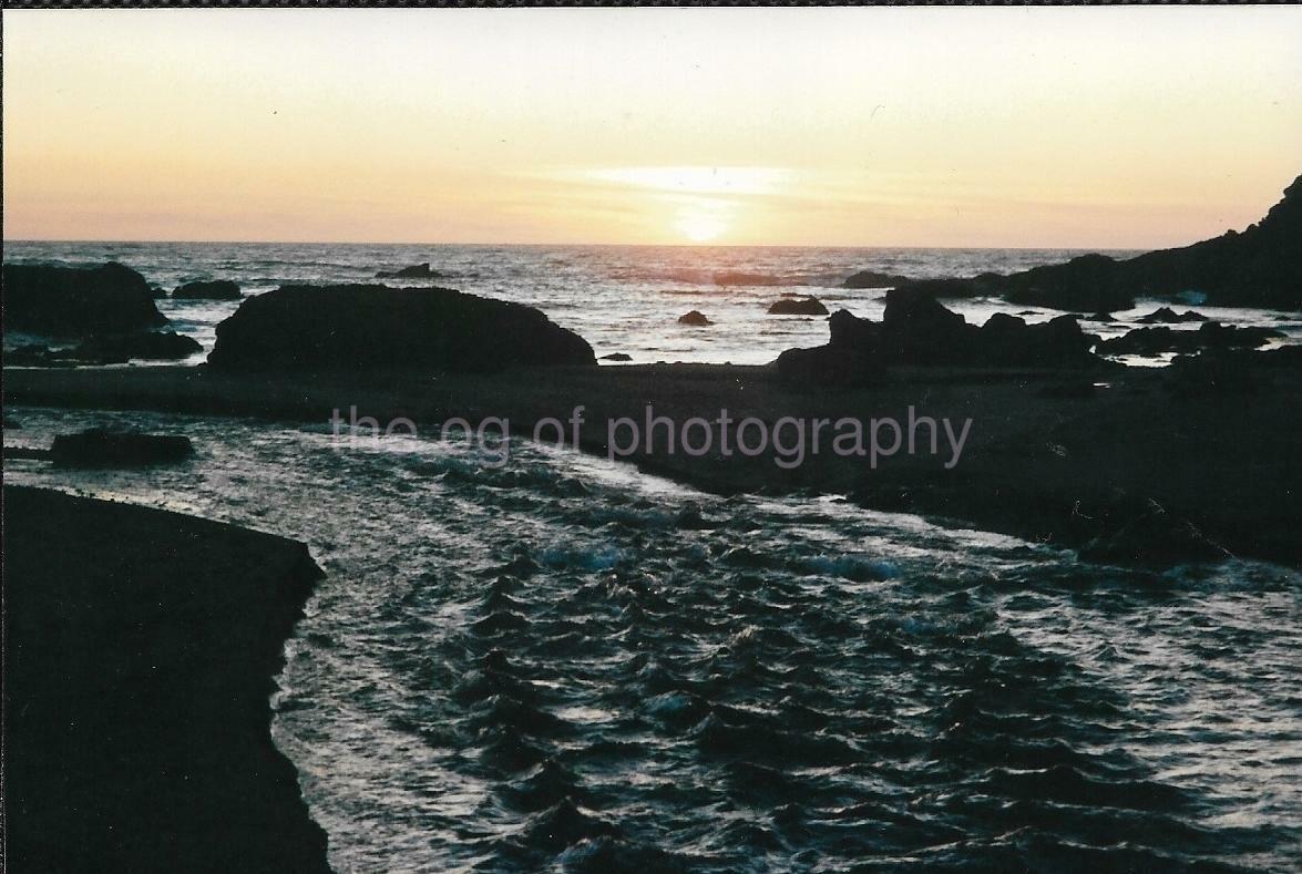 Water, Sky, And Rock FOUND Photo Poster painting ColorOriginal Snapshot 07 3 Q