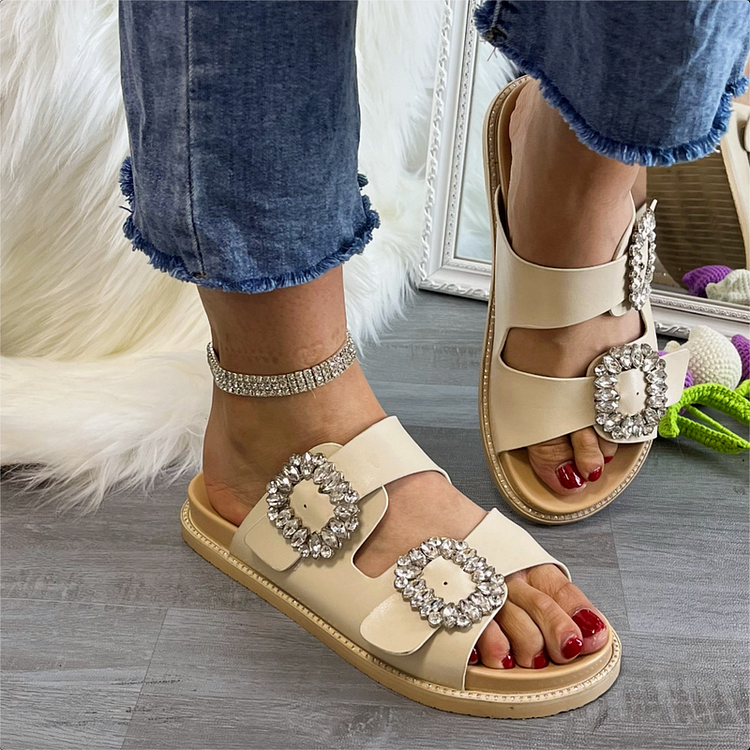 Buckle Rhinestone Beach Sandals  Stunahome.com