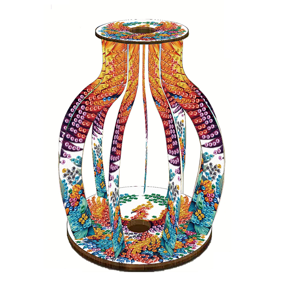 Acrylic Wood Diamond Painting Flower Vase 5D DIY Diamond Art Vase (Phoenix)