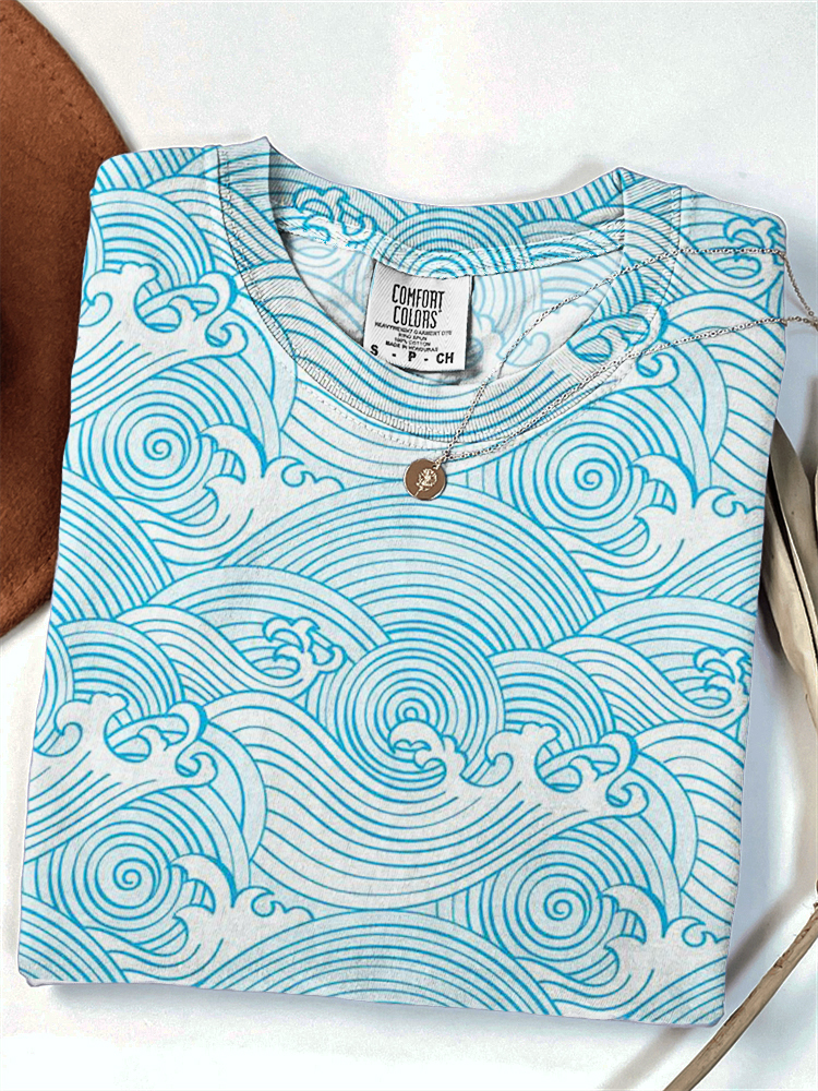 Sea Waves Japanese Art Comfy T Shirt  artssus