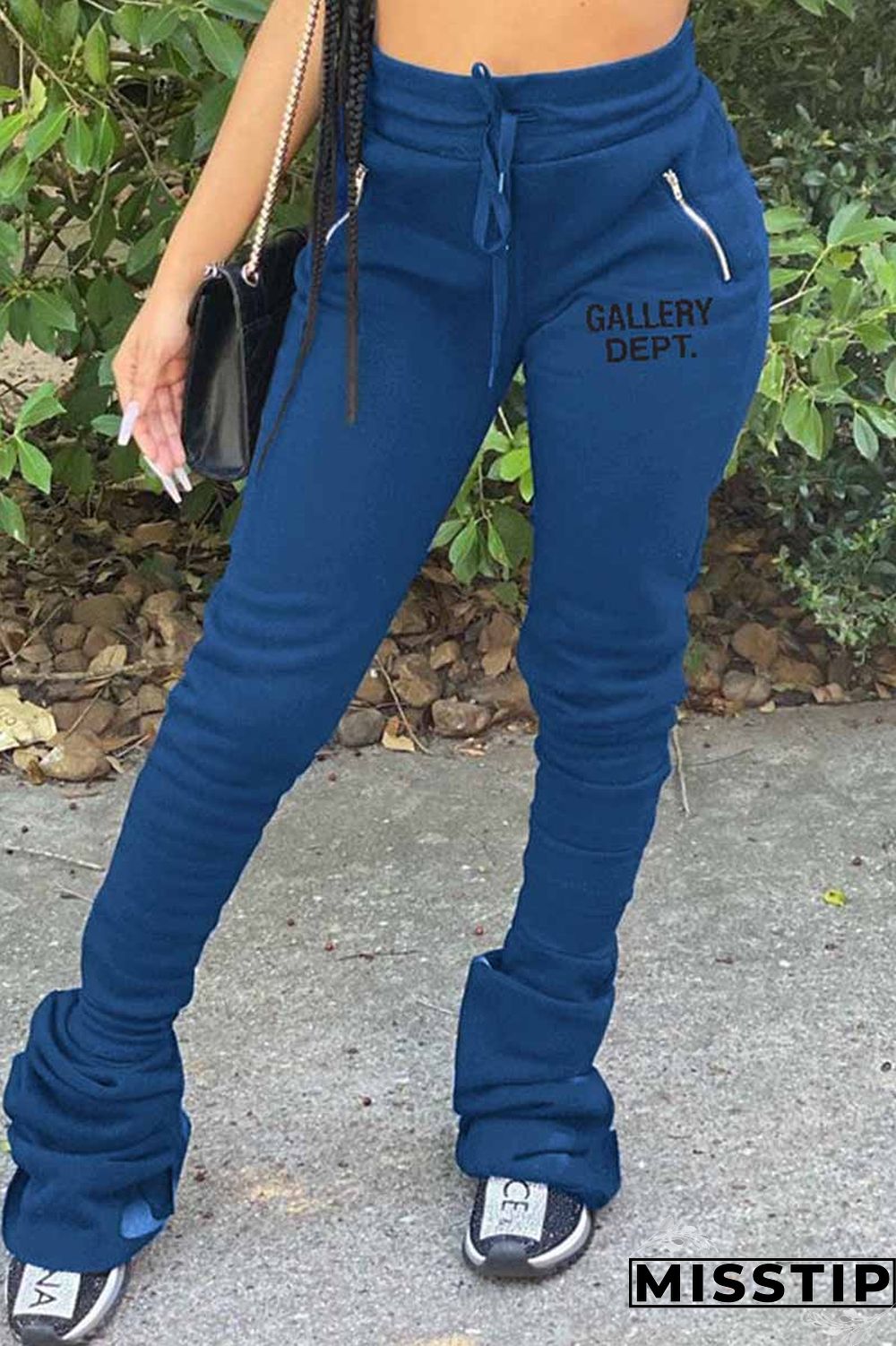 Grey Street Print Letter Mid Waist Bottoms