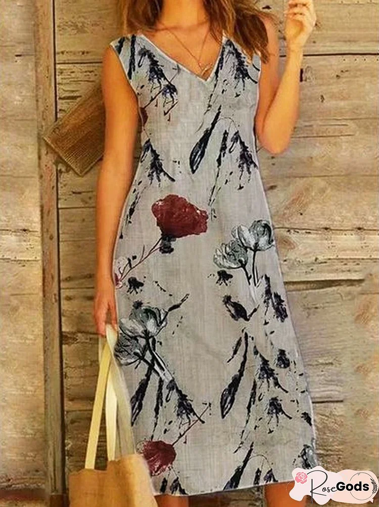 V Neck Casual Women Dress