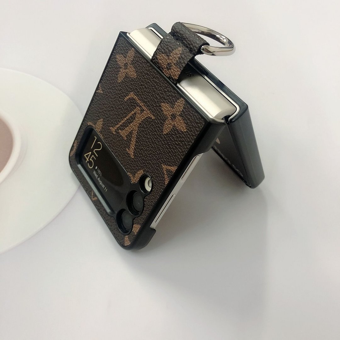 Folding Screen Metal Ring Leather Case for Samsung