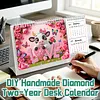 Yak Diamond Art Monthly Flip Tabletop Calendar January 2027 - December 2028 Small Desktop Calendar Planner 24 Months for Living Room Bedroom Office Desk Gift Giving