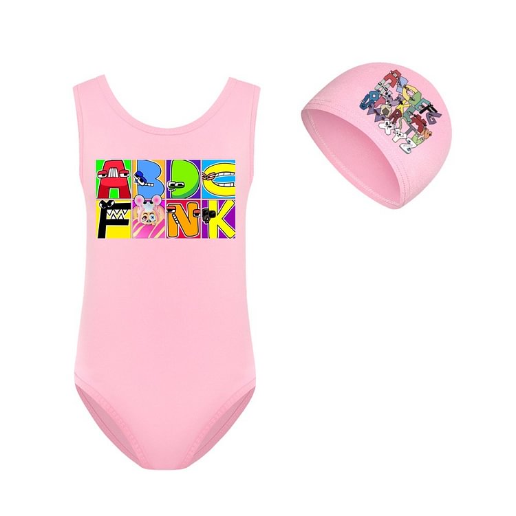 Kids' Swimsuit and Cap Set: Alphabet Lore