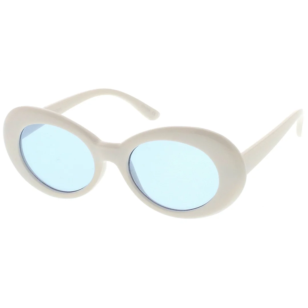 Retro White Oval glasses With Tapered Arms Colored Round Lens  51mm