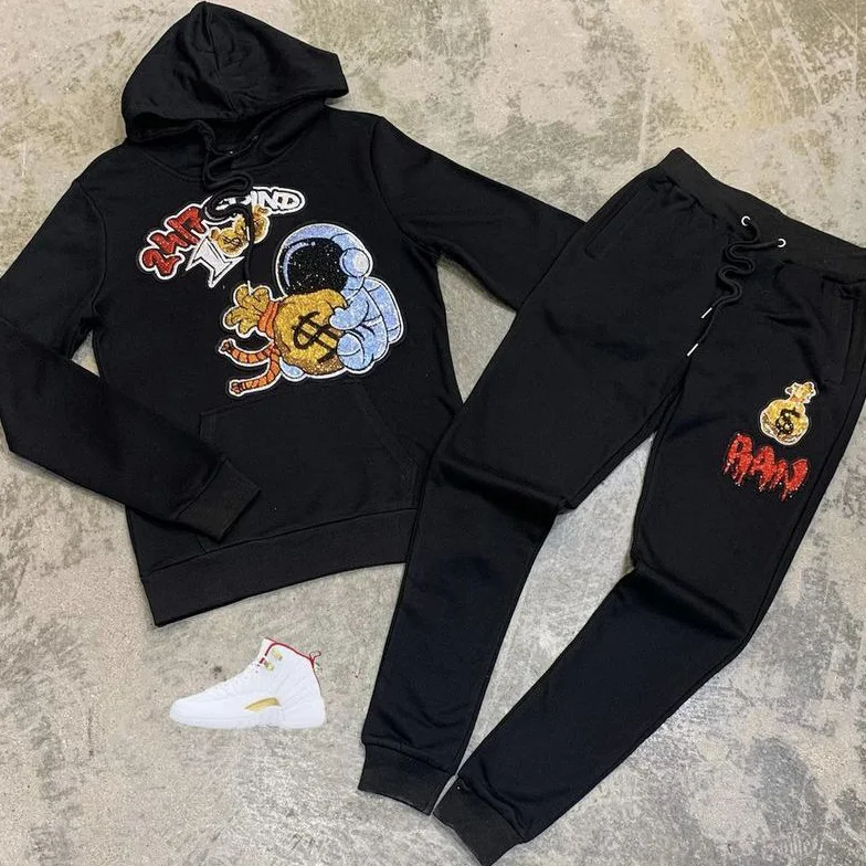 Fashion men's cartoon print suit