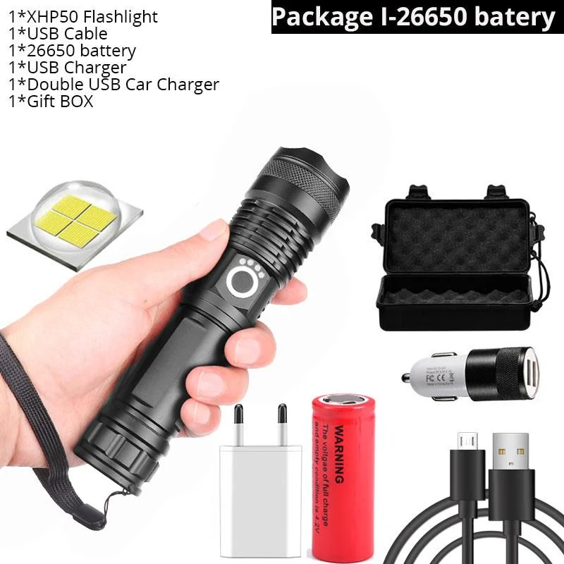 Drop Shipping xhp50.2 most powerful flashlight 5 Modes usb Zoom led torch xhp50 18650 or 26650 battery Best Camping, Outdoor