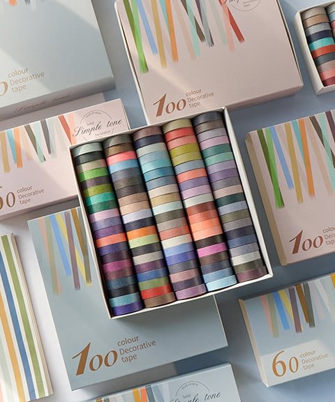 60/100 Rolls Basic Color Washi Tape Set-Himinee.com