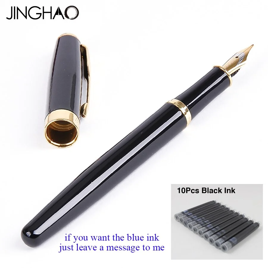 High Quality Metal Black Fountain Pen F nib Luxury ink Pens School & Office Supplies stationery Elegant Pens For writing Gift