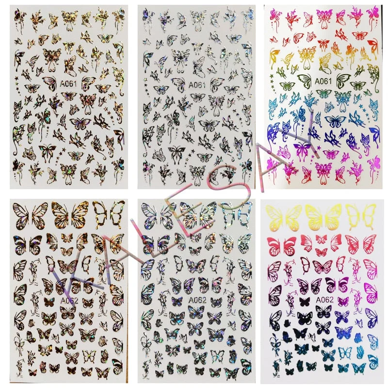 New Arrive Nail Art Sticker Decal Decoration Glow In Dark Butterfly Nail Stickes Back Glue Moon Manicure Sticker on Nails Design