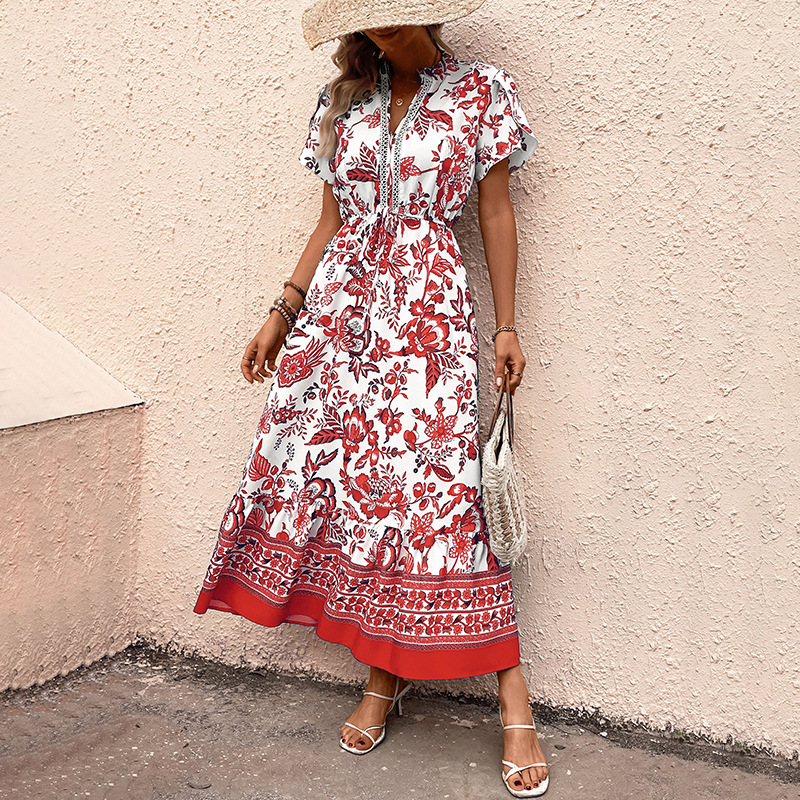 Casual Loose Printed Long Dresses For Women 2025 Fashion Summer Women's A-Line Midi Dress Elegant Vintage Female Dresses