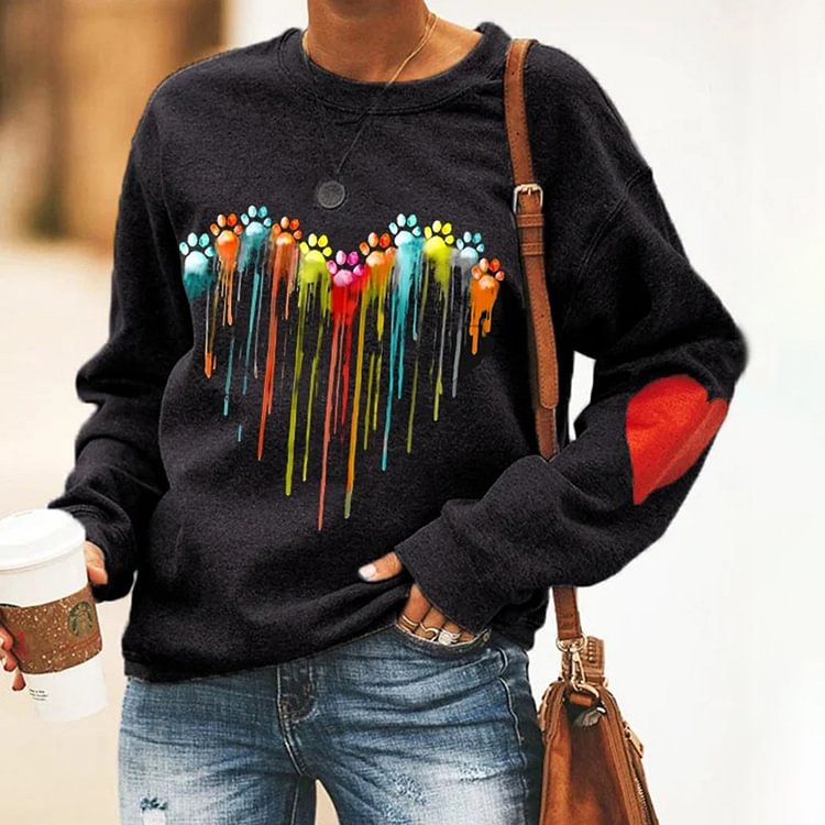 Colorful Dog Paw Print Sweatshirt