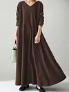 V-Neck Long Sleeve Loose Maxi Dress