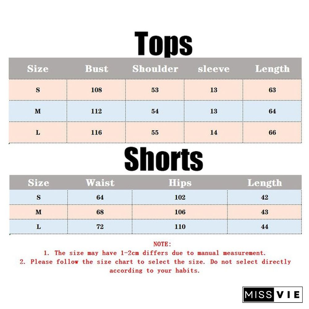 Summer Cotton Sets Women Casual Two Pieces T Shirts and Elastic Waist Shorts Pants Loose Soft Tracksuit