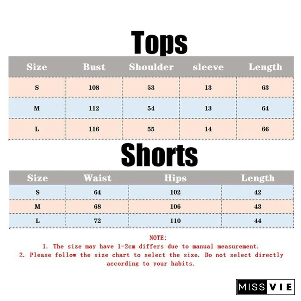 Summer Cotton Sets Women Casual Two Pieces T Shirts and Elastic Waist Shorts Pants Loose Soft Tracksuit