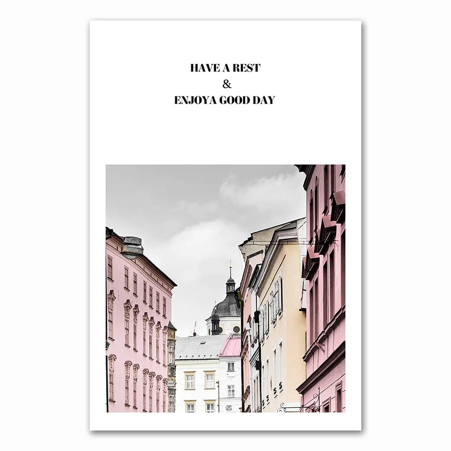 Eiffel Tower Girl Wall Art Canvas Fashion Pink City Landscape Print Painting Nordic Decoration Picture Living Room Decor