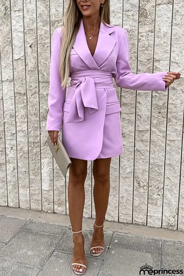 Loose Multicolor Suit Collar Dress