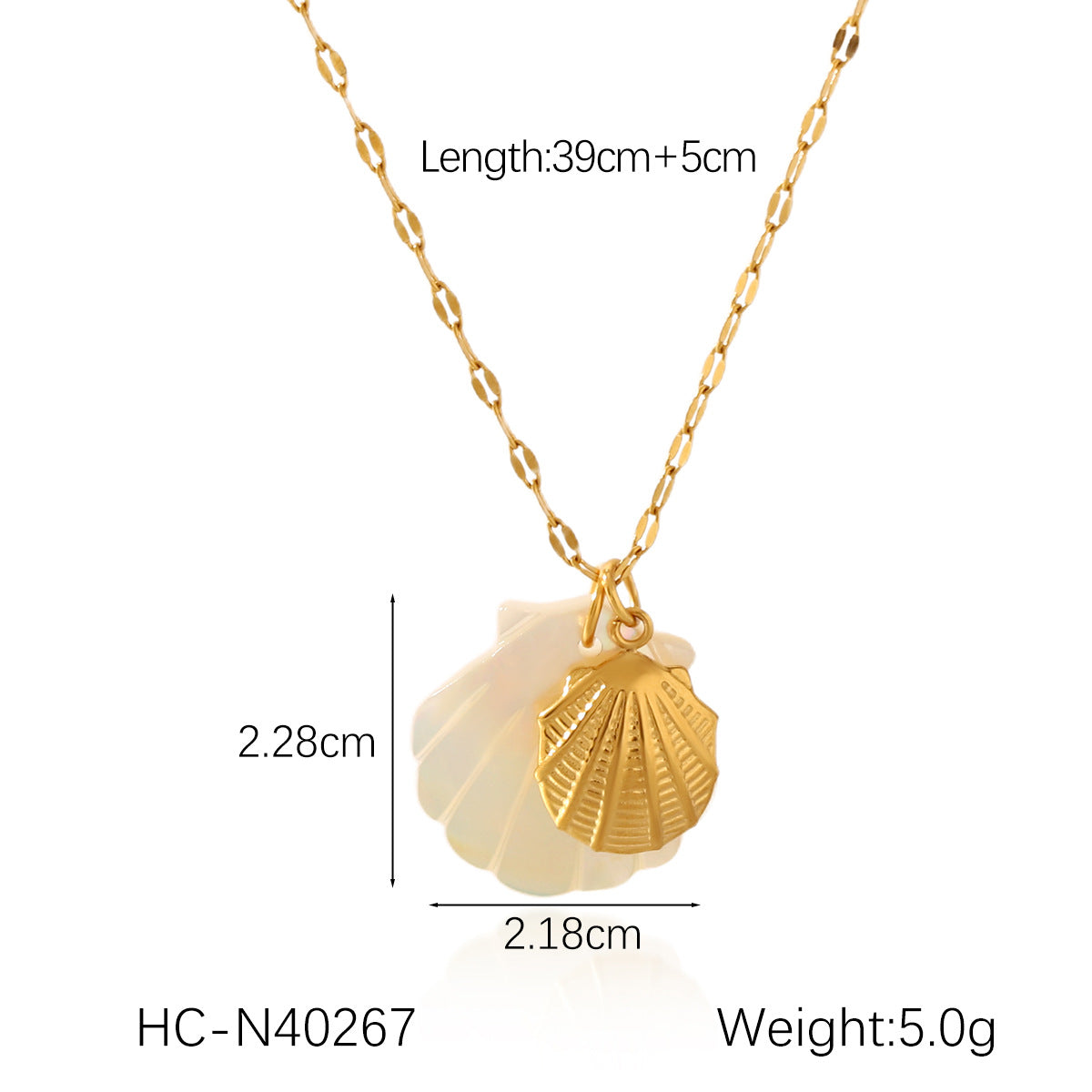 18K Gold Stainless Steel Starfish Seahorse Ocean Style Shell Pendant Necklace Ins Style Niche Design Clavicle Chain