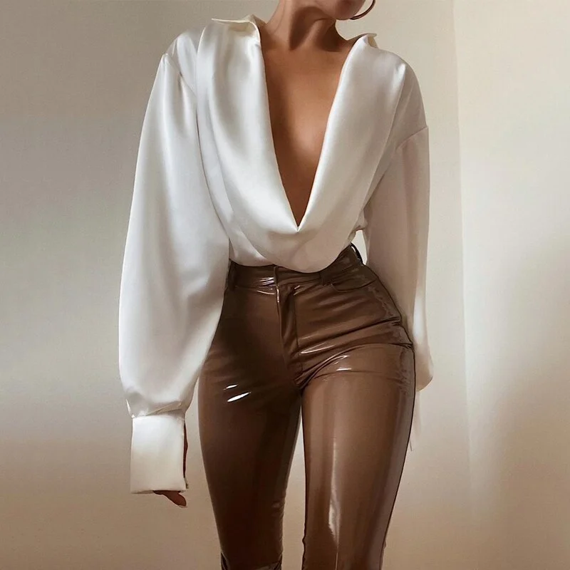 Hugcitar Women Fashion Revealing Bodycon Slim Solid Swing Collar Long Sleeves Mini Dress 2021 Fall Clothing Sexy Streetwear