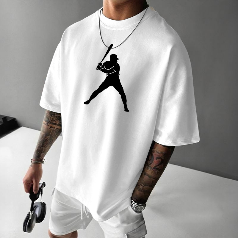 Simple Baseball Print Crew Neck T-shirt