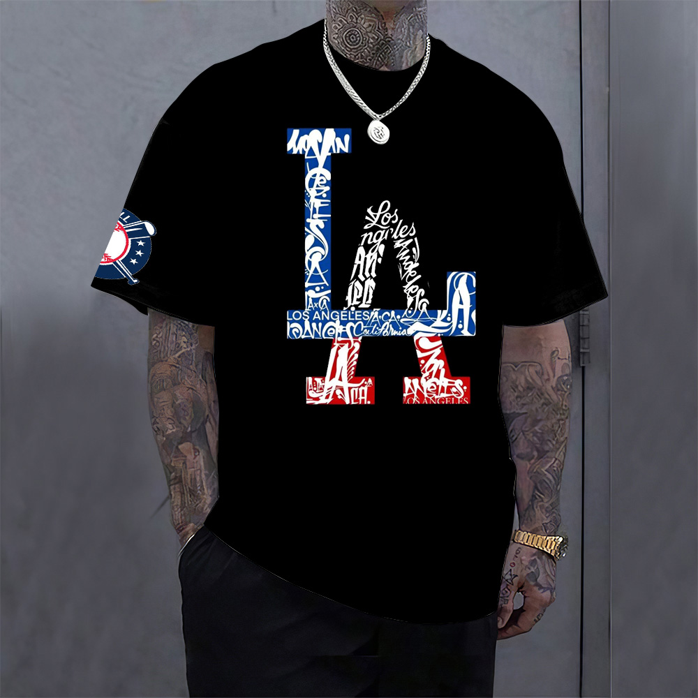 LA Baseball Print Crew Neck T-shirt