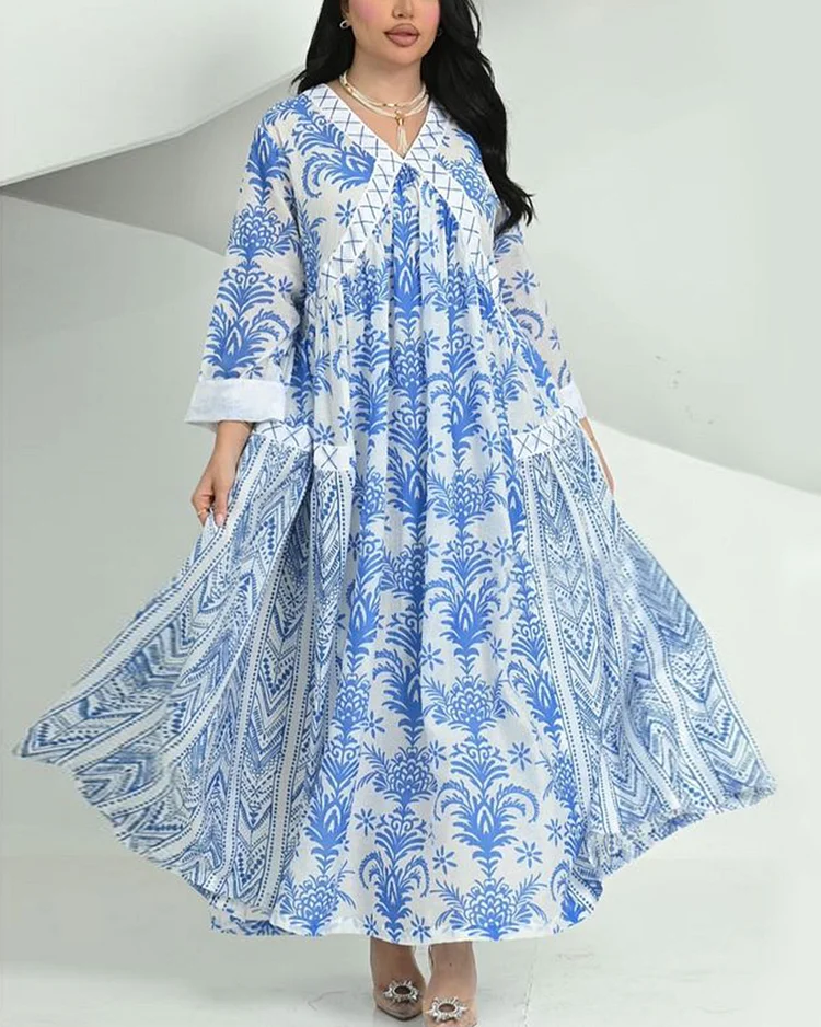 	Vintage V-neck floral kaftan