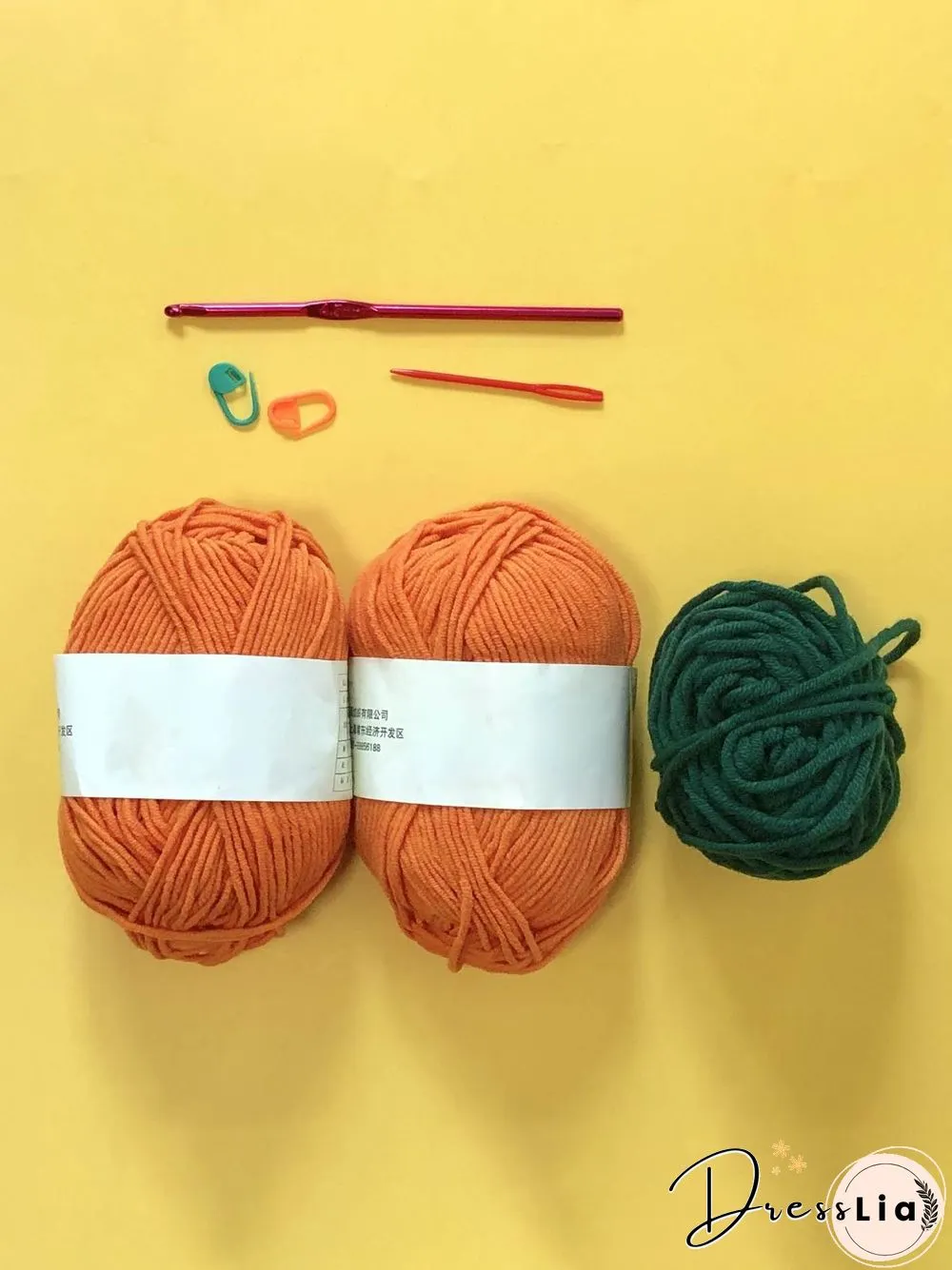 DIY Hand Knitting Crochet Yarn Orange Bag Material Set