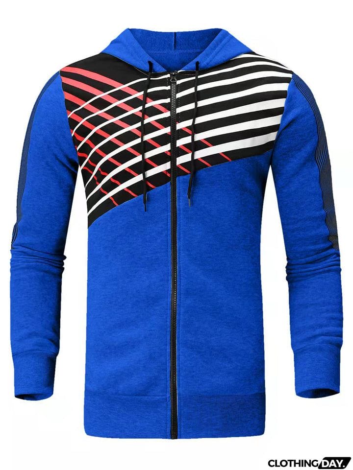 Men's Sports Style Anti-theft Zipper Pocket Drawstring Hoodies