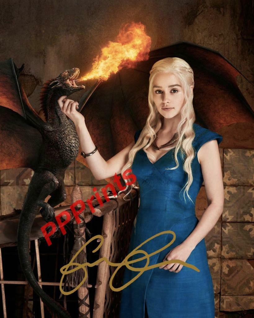 EMILIA CLARKE KHALEESI Game of Thrones S1 AUTOGRAPH 10X 8