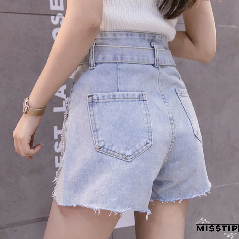 New Liu Su Diamond Diamond High -waisted Fashion temperament Women Shorts