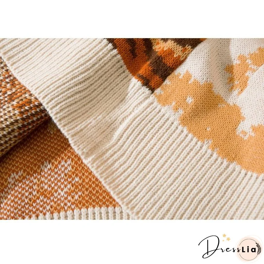 Lovely Tiger Stitching Sweater