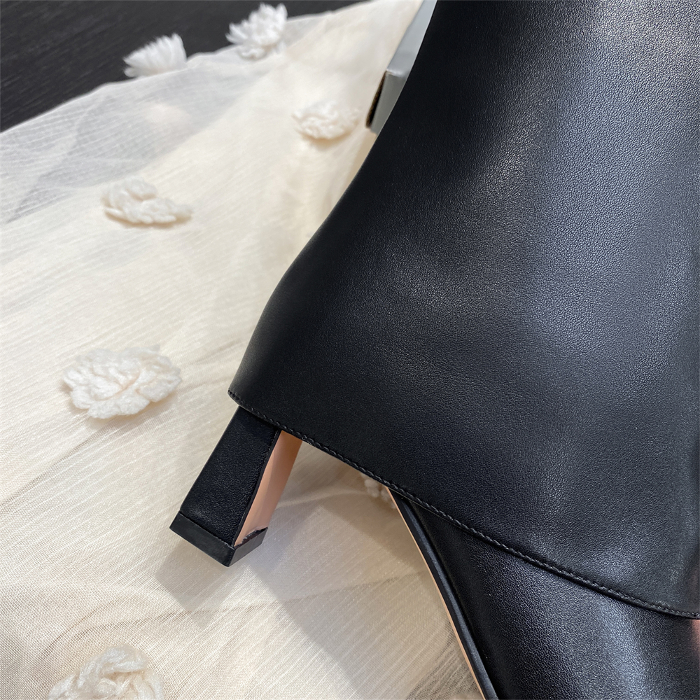 70mm Short Tube Block Heel Boots Black-vocosishoes