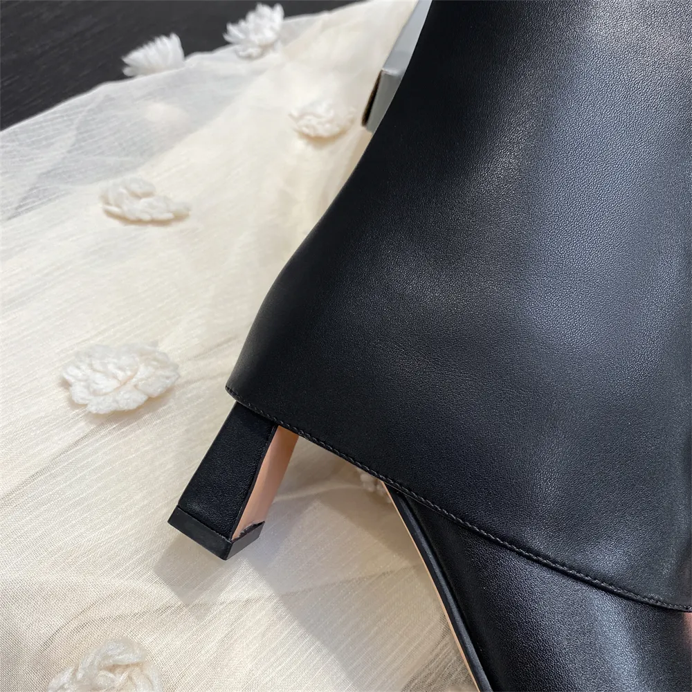 70mm Short Tube Block Heel Boots Black-vocosishoes